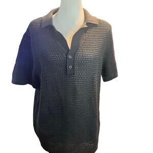 RSQ Open Knit Polo Sweater, Brown, Size Medium, NWT